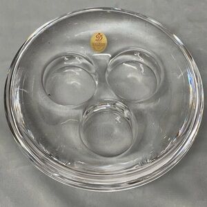 Vintage Dresden German Lead Crystal 3-Votive Candle Holder | Heavy Clear Crystal